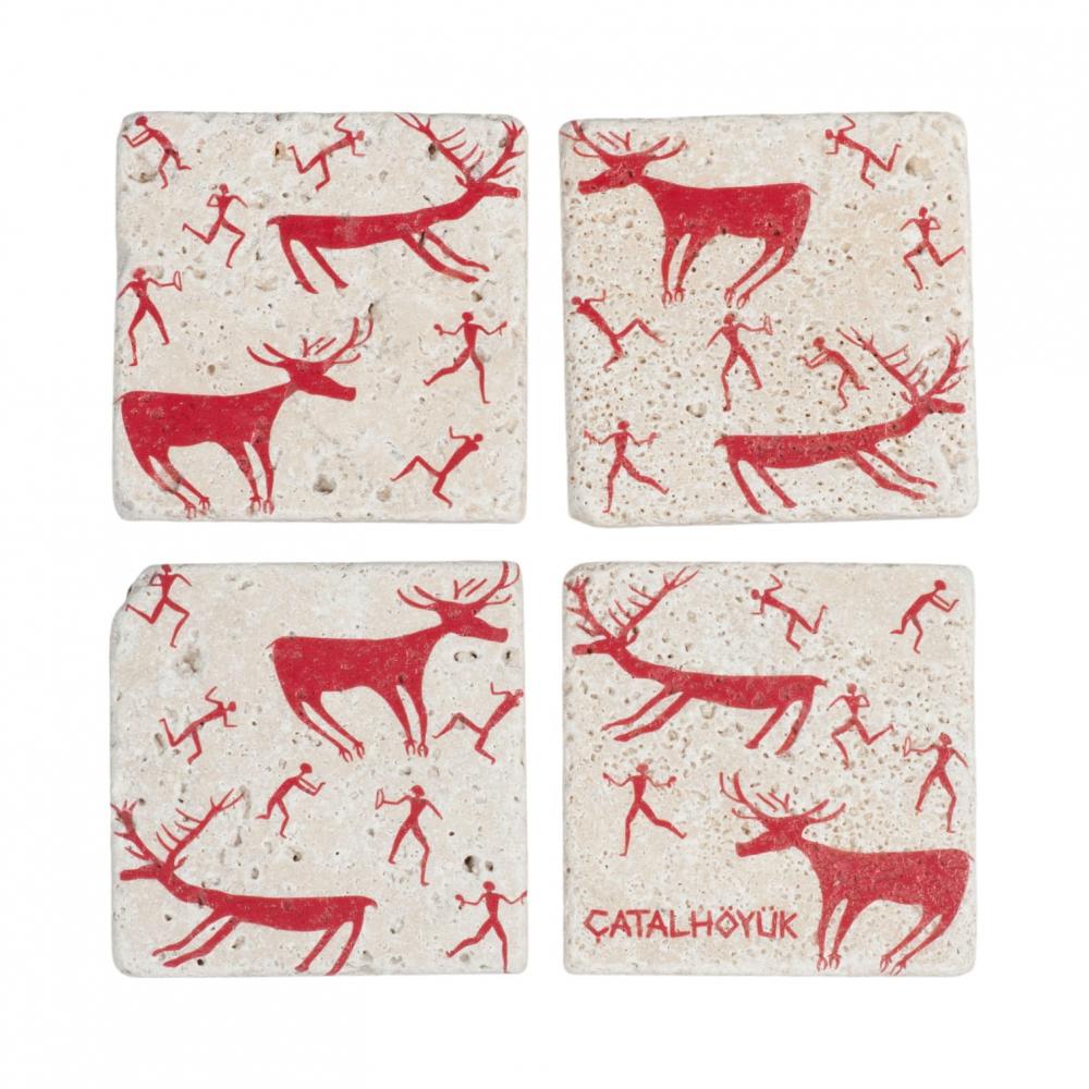 Çatalhöyük Koleksiyonu Traverten Bardak Altlığı